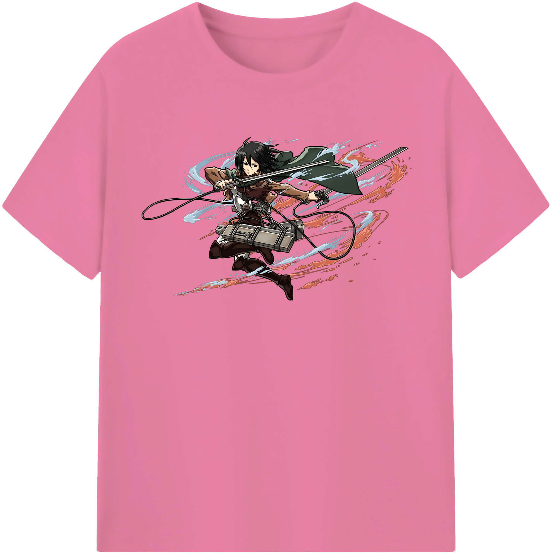 （画像用） 進撃の巨人 ミカサ·アッカーマン Attack on Titan Mikasa Ackerman 綿100％半袖Tシャツ（フロントプリント）